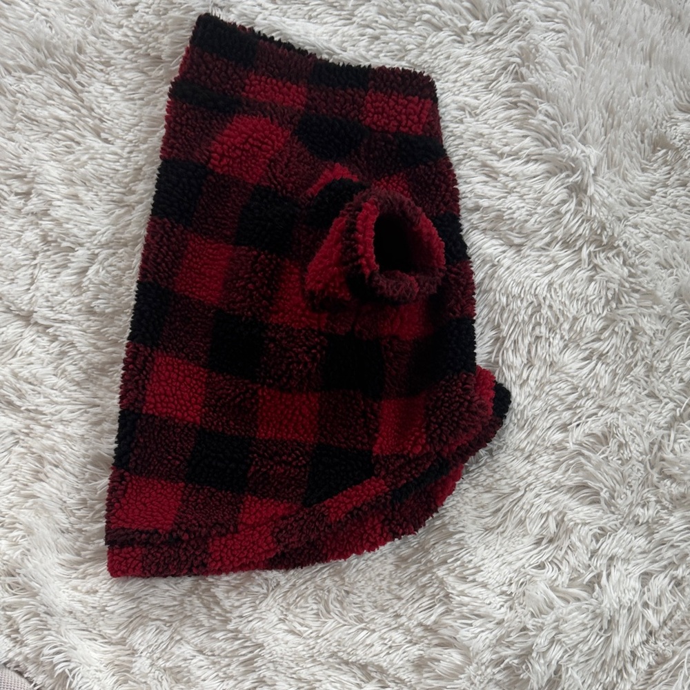 Heart to Tail Red & Black Buffalo Plaid Front Zip Lined Dog Sherpa Jacket - Picture 8 of 11